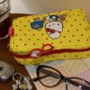 sac de maquillage en toile avec chat mignon, pochette à cosmétiques de grande capacité pour filles de style japonais