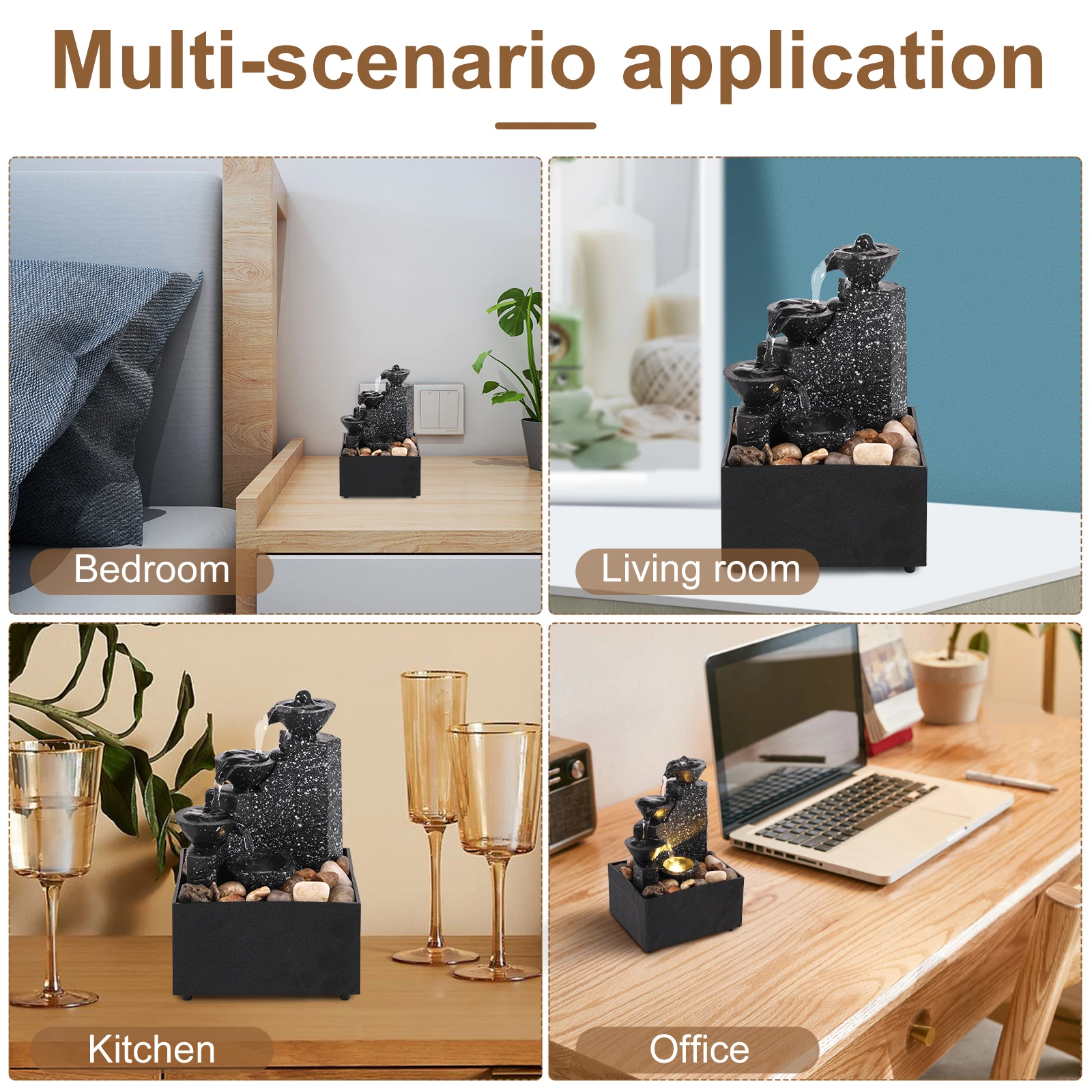 décor de cascade de table, fontaine d'eau, ornements de bureau, feng shui, cascade d'eau qui coule, décoration de paysage de table décor de cascade de table, fontaine d'eau, ornements de bureau, feng shui, cascade d'eau qui coule, décoration de paysage de table