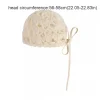 chapeau tricoté creux en crochet avec nœud décontracté, bonnet en tricot à bretelles de style bohème, fait à la main, chapeau de style ethnique coréen pour l'extérieur