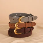 Ceinture fine en daim et peau de cerf pour femmes, pour robes en jean, pantalons, ceinture réglable pour dames avec boucle en métal doré