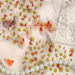 Poisson rouge Koi carpe cassée classique pièce d&rsquo;or Sycee fleur de Lotus bulles d&rsquo;eau ondulation bonne chance Nail Art autocollant manucure décalcomanie