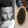 brosse de rasage professionnelle en bois pour hommes, poils de sanglier souples, kit de peigne à moustache avec sac cadeau, brosse de coiffeur, peignes à cheveux