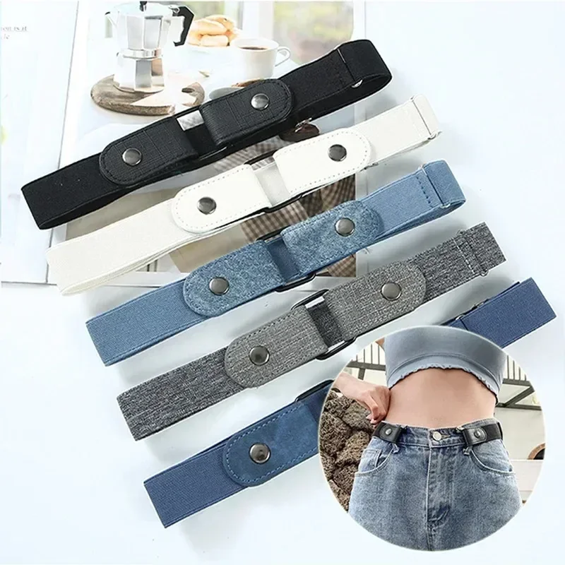 ceinture élastique réglable en toile, invisible, sans boucle, pour femmes et hommes, pantalon en jean, robe, sans boucle, facile à porter, 2024 ceinture élastique réglable en toile, invisible, sans boucle, pour femmes et hommes, pantalon en jean, robe, sans boucle, facile à porter, 2024