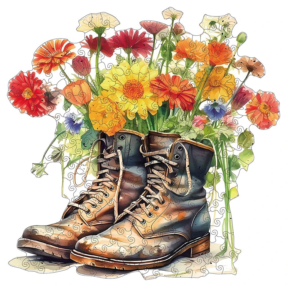 Puzzle en bois pour adultes, fleurs et chaussures, cadeaux de vacances spéciaux pour amis, famille, décoration de maison d’art moderne Puzzle en bois pour adultes, fleurs et chaussures, cadeaux de vacances spéciaux pour amis, famille, décoration de maison d’art moderne