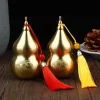 ornement feng shui en forme de gourde en laiton avec pompon, décoratif à collectionner pour la prospérité et la longévité, décoration de bureau et de maison