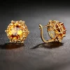 grands ensembles de bijoux de luxe en cristal jaune rond 10 carat, couleur or, pendentif en pierre cz, colliers, boucles d'oreilles, bagues pour femmes