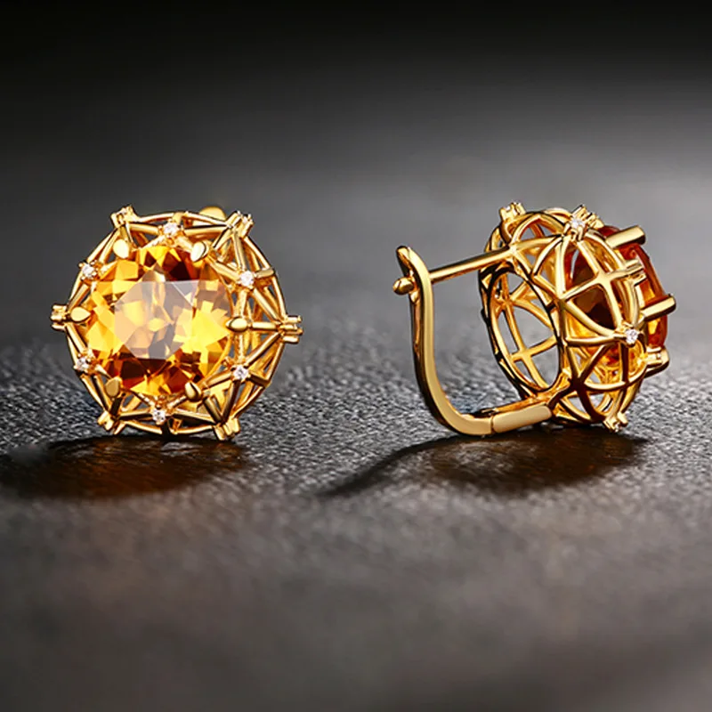 grands ensembles de bijoux de luxe en cristal jaune rond 10 carat, couleur or, pendentif en pierre cz, colliers, boucles d'oreilles, bagues pour femmes grands ensembles de bijoux de luxe en cristal jaune rond 10 carat, couleur or, pendentif en pierre cz, colliers, boucles d'oreilles, bagues pour femmes