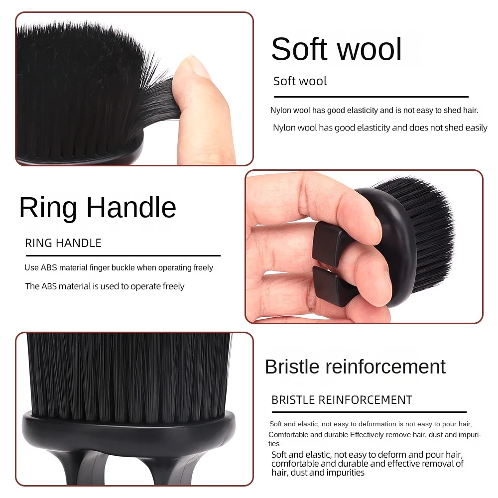 duster de cou à anneau noir pour barbier, brosse à cheveux amples, brosse de coupe de cheveux, brosse de nettoyage de cheveux douce, outils de coiffure duster de cou à anneau noir pour barbier, brosse à cheveux amples, brosse de coupe de cheveux, brosse de nettoyage de cheveux douce, outils de coiffure