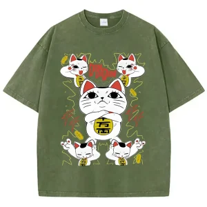 T-shirt en Coton Délavé pour Homme, Dessin Animé Japonais, Dandadan Okarun, Haute Qualité, Esthétique, à la Mode