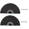 Éventails pliants noirs vintage, éventail de kung fu pour fête de mariage, bricolage de poche, artisanat de danse, accessoires pour spectacle, mariage, fête