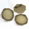 broche en plaqué argent et bronze de 30mm, 5 pièces/lot, taille intérieure, noir et antique, couleurs plaquées, style fleur, cabochon, réglage de base