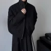 christampain veste courte rembourrée en coton minimaliste foncé pour homme, parka d'hiver japonaise, niche at, à col montant, légère et fine