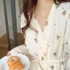 robe de nuit femme printemps et automne nouveau style japonais ins mignon peignoir ours à manches longues décontracté style princesse vêtements de maison