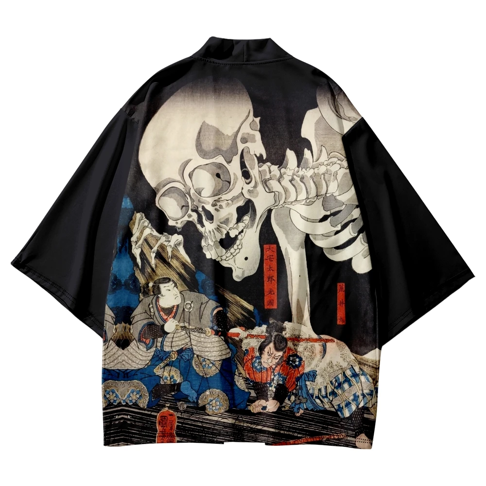 kimono japonais noir pour homme, cardigan imprimé, été, plage, protection solaire, chemise rétro mihaori kimono japonais noir pour homme, cardigan imprimé, été, plage, protection solaire, chemise rétro mihaori