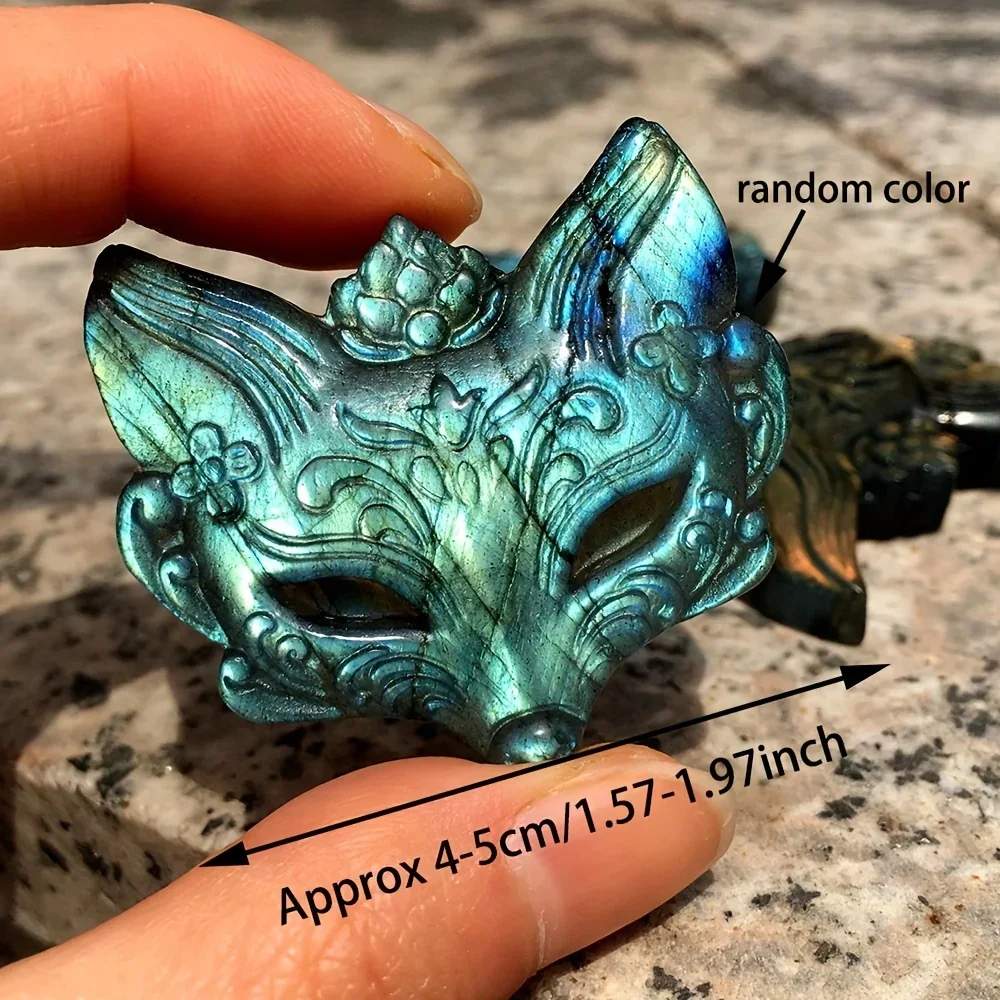 masque de renard labradorite sculpté à la main, statue d'animal, ornement de bureau, accent de maison minéral, cadeau unique pour les amoureux de la nature, 1 pièce masque de renard labradorite sculpté à la main, statue d'animal, ornement de bureau, accent de maison minéral, cadeau unique pour les amoureux de la nature, 1 pièce