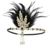 Bandeau en plumes élégant et tendance des années 1920, bandeau de cheveux Vintage pour mascarade, maquillage de fête, accessoires pour cheveux en diamant, spectacle sur scène