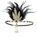 Bandeau en plumes élégant et tendance des années 1920, bandeau de cheveux Vintage pour mascarade, maquillage de fête, accessoires pour cheveux en diamant, spectacle sur scène