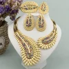 ChimColorful-Ensemble de bijoux plaqués or pour femme, boucles d&rsquo;oreilles et collier, grand bracelet, bague, nouveau style, cadeau