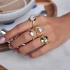 zora – bagues ouvertes irrégulières plaquées or 18 carats, incrustation de zircon blanc, bijoux imperméables en acier inoxydable pour femmes