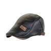 béret de style britannique pour hommes, chapeau de conduite réglable et décontracté, casquette plate en cuir à visière avant