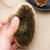 brosse de rasage professionnelle en bois pour hommes, poils de sanglier souples, kit de peigne à moustache avec sac cadeau, brosse de coiffeur, peignes à cheveux
