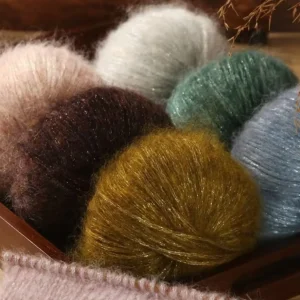 Fil de Mohair Brcorporelle Coloré pour la Main, Écharpe, Pull, Chapeaux de Bricolage, Peau Douce, Respectueux du Crochet, Optique Moyenne, 200 g/ensemble