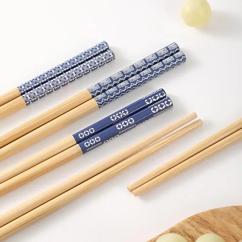 baguettes japonaises réutilisables en bois de bambou naturel, 5 paires, faites à la main, multicolores, sushi chat fleur, design, vaisselle écologique baguettes japonaises réutilisables en bois de bambou naturel, 5 paires, faites à la main, multicolores, sushi chat fleur, design, vaisselle écologique