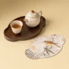 plateau à thé en bambou avec sous verres à thé en forme de pétale d'inspiration de lotus, plateau de brassage à sec pour salon, service à thé kung fu chinois traditionnel