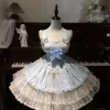 robe lolita cosplay de style japonais kawaii pour femmes, vintage, en dentelle douce, avec nœud, à volants, robes de gâteau, harajuku y2k, robe à bandes slim