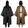 anime obi wan kenobi hommes costume robe adulte mâle jedi chevalier tunique costume à capuche uniforme ensemble complet halloween cosplay cape