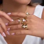Zora – bagues ouvertes irrégulières plaquées or 18 carats, incrustation de Zircon blanc, bijoux imperméables en acier inoxydable pour femmes