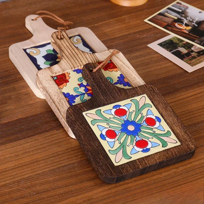 restaurant japonais rétro poignée de carrelage en bois massif pot pad en bois anti brûlure plaque pad ménage casserole isolation bois pad restaurant japonais rétro poignée de carrelage en bois massif pot pad en bois anti brûlure plaque pad ménage casserole isolation bois pad