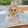 mini vêtements de course en peluche avec nœud en soie brillante rose, jupe menstruelle princesse, accessoires kpop, idole labubu, tenue coréenne, 17cm
