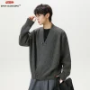 hanlu 2025 – cardigan kimono japonais pour hommes, vintage, style vieil argent, tricot lourd, patte asymétrique, manteau de luxe