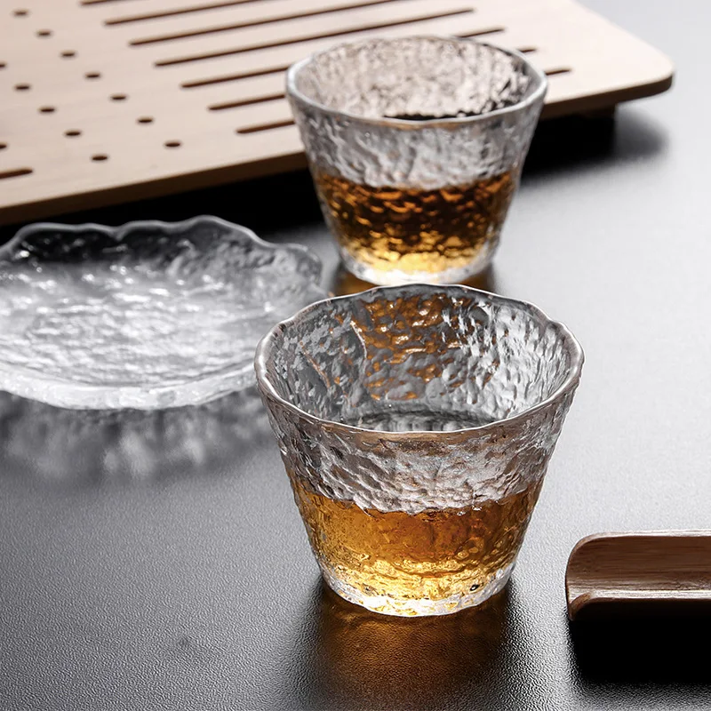 ensemble de tasses à thé kung fu en verre de style japonais, sous verre à thé à la maison, tasse à vin et à café, petite tasse à expresso ensemble de tasses à thé kung fu en verre de style japonais, sous verre à thé à la maison, tasse à vin et à café, petite tasse à expresso