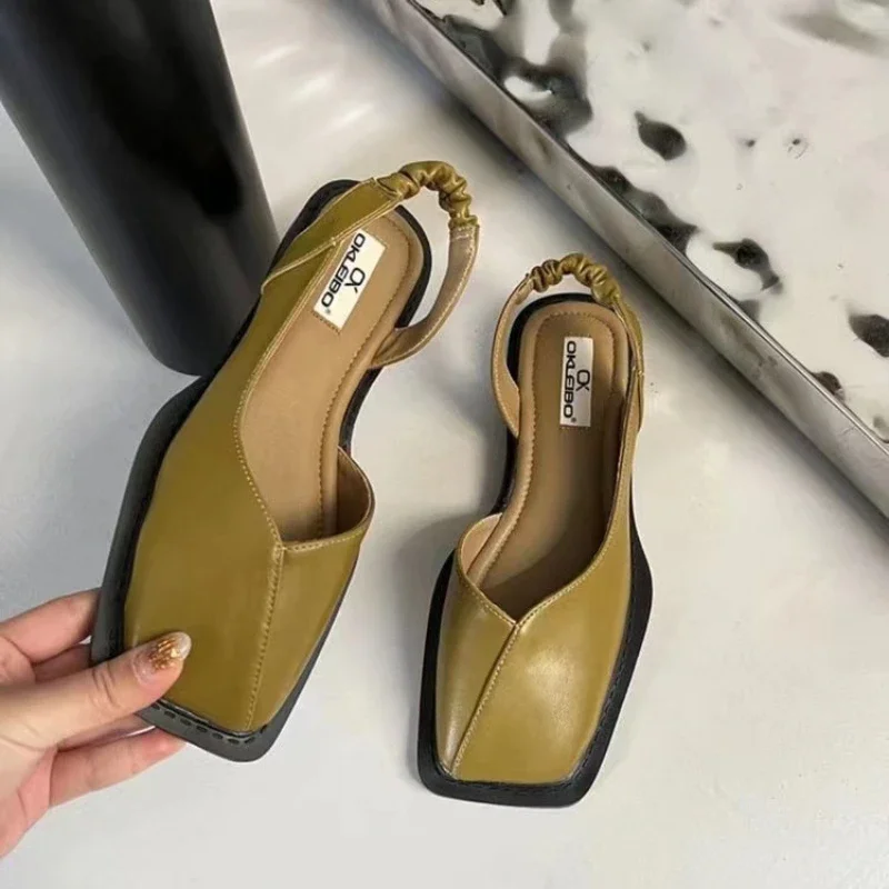 sandales carrées Élégantes pour femme, chaussures plates à talons bas, de marque de styliste, de ix sandales carrées Élégantes pour femme, chaussures plates à talons bas, de marque de styliste, de ix