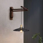 Applique japonaise en bois massif, lampe de chevet pour chambre à coucher, style nordique rétro, bras à bascule pliant, pour restaurant, allée, art en fer Applique japonaise en bois massif, lampe de chevet pour chambre à coucher, style nordique rétro, bras à bascule pliant, pour restaurant, allée, art en fer