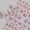 autocollants pour ongles papillon japonais 5d, 1 pièce, kawaii, coquille à paillettes de luxe, aurore, décorations pour nail art, décalcomanies, feuille coulissante pour manucure à faire soi même
