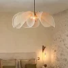 lampes suspendues à fleurs japonaises wine sabi, tissu français, lustre de plafond moderne, salon, chambre à coucher, éclairage de décoration intérieure, lampe de face