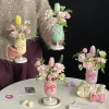 ins – vase à fleurs en plastique avec nœud papillon, décoratif esthétique, arrangement floral de mariage, pot de fleurs diy, décoration de maison et de bureau