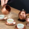 théière en cuivre rouge faite à la main pour cérémonie du thé chinois, service à thé kung fu pur, rétro, garder en bonne santé, bouilloire à thé