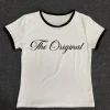 mode esthétique harajuku femmes été à manches courtes imprimé lettre col rond sexy fille chaude y2k haut ajusté t shirt