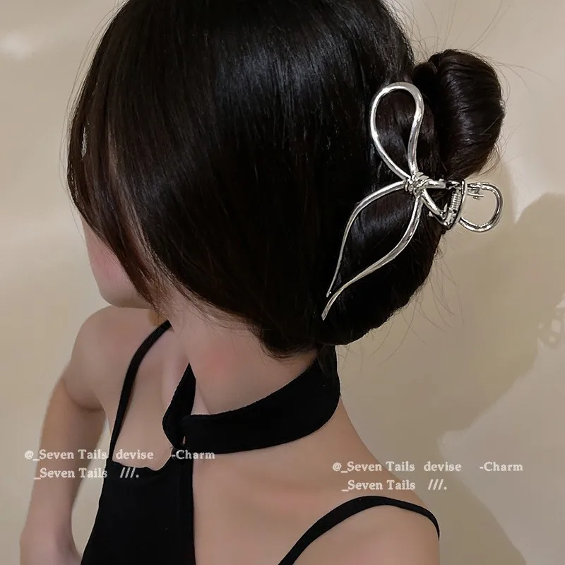 pinces à cheveux en métal avec nœud élégant pour femmes, pince à cheveux géométrique or argent pour filles coréennes, épingle à cheveux creuse, accessoires de mode pinces à cheveux en métal avec nœud élégant pour femmes, pince à cheveux géométrique or argent pour filles coréennes, épingle à cheveux creuse, accessoires de mode