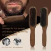 manche en bois poils de sanglier barbe brosse outil de rasage brosse à cheveux en bois courbé hommes barbe rasage brosse coiffeur moustache brosses