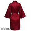 robe de mariée d'équipe de fête de mariage avec lettres noires, pyjama kimono en satin, peignoir de demoiselle d'honneur sp2000