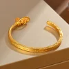 bracelet de luxe rétro à main ouverte, méthode ancienne, couleur or sable or, talisman de fortune, nouveau style chinois, accessoire de bijoux polyvalent