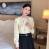 pull violet à col rond pour femme, haut en tricot, noir, nouvelle collection économique, luxe coréen, manches longues, 2025