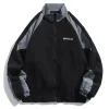 veste à col bloc de couleur rétro de style japonais pour hommes, marque décontractée surdimensionnée, vêtements d'extérieur de style collégial, printemps/automne