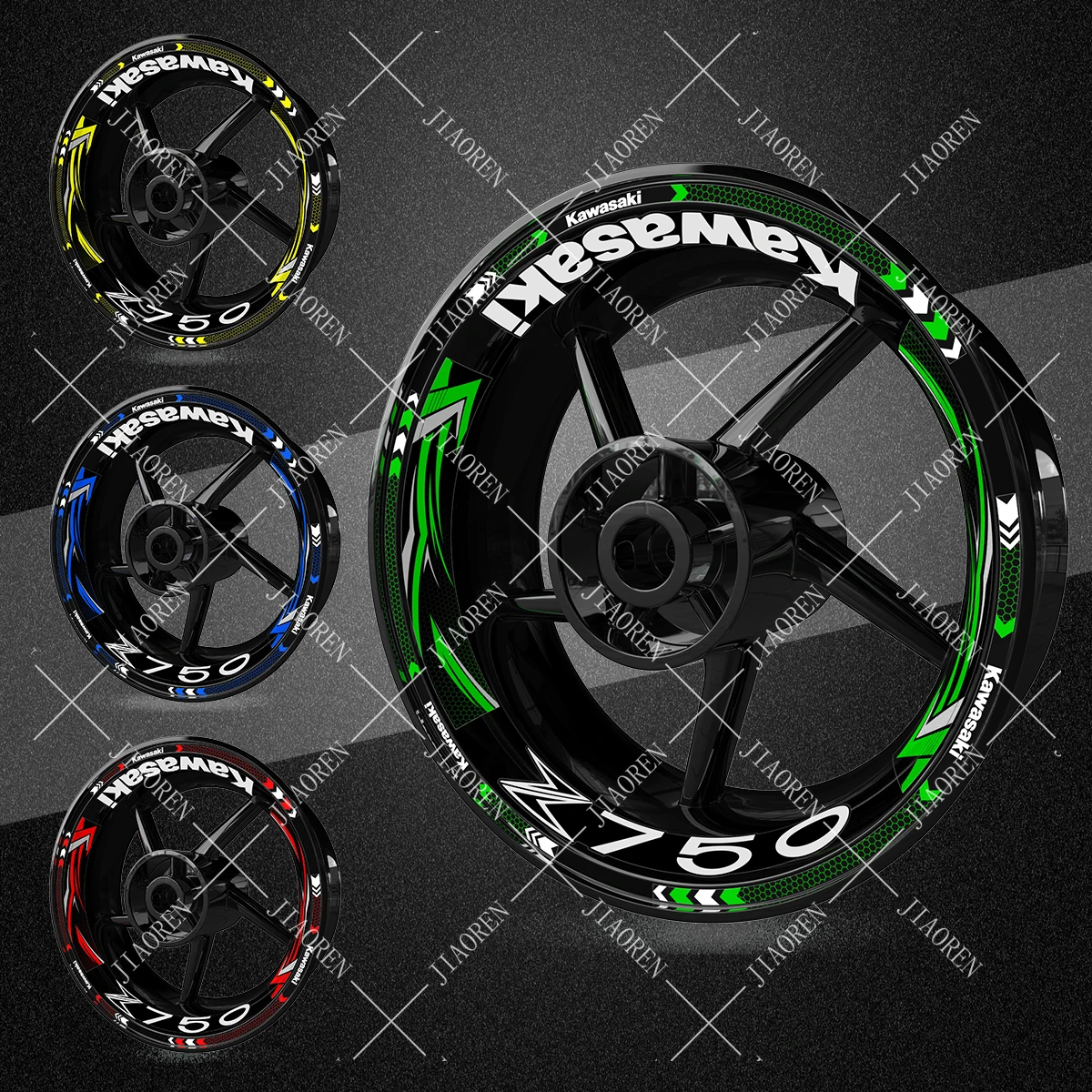 autocollant de roue kawasaki z750, autocollant de jante en vinyle, logo autocollant de roue kawasaki z750, autocollant de jante en vinyle, logo