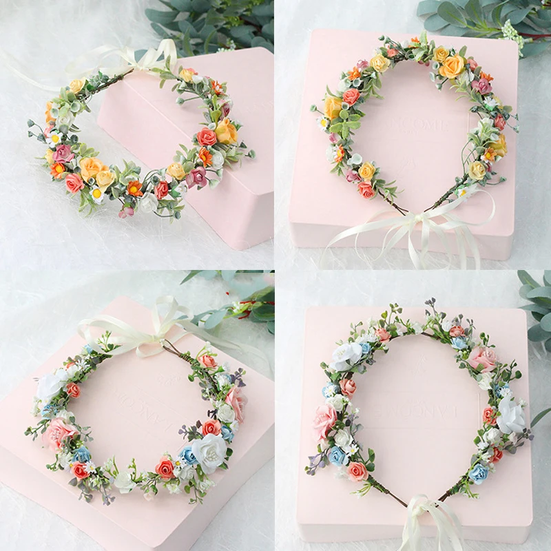 bandeau de fleurs de printemps, couronnes de fleurs bohème, guirlande florale, fausses roses, couronnes de mariage tressées, serre tête de vigne, ornement de cheveux bandeau de fleurs de printemps, couronnes de fleurs bohème, guirlande florale, fausses roses, couronnes de mariage tressées, serre tête de vigne, ornement de cheveux